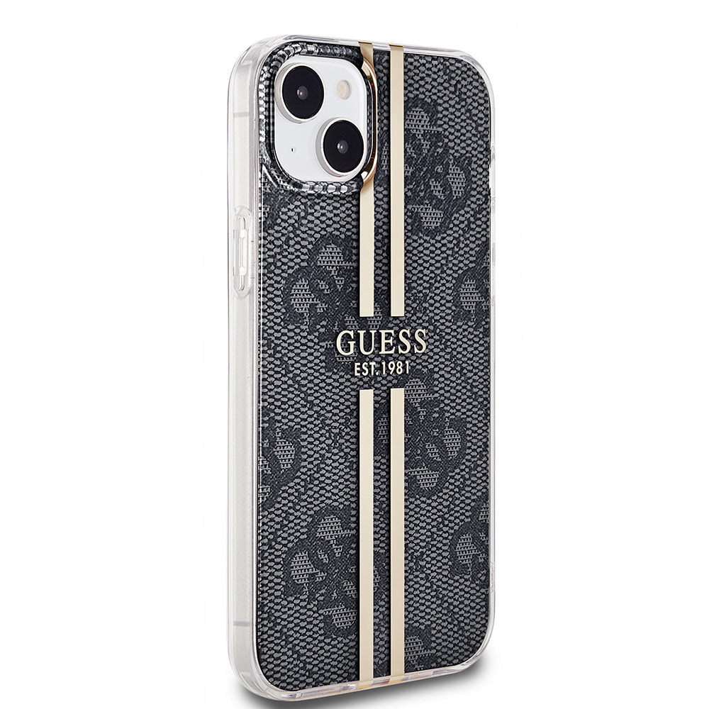 Θήκη για Apple iPhone 15 Plus, Guess, IML 4G Gold Stripe, Μαύρη