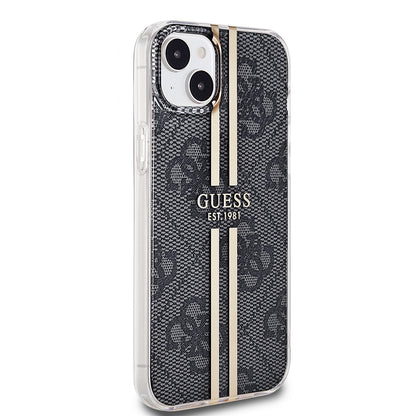 Θήκη για Apple iPhone 15 Plus, Guess, IML 4G Gold Stripe, Μαύρη