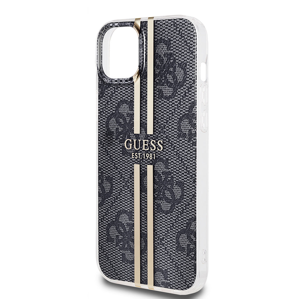 Θήκη για Apple iPhone 15 Plus, Guess, IML 4G Gold Stripe, Μαύρη