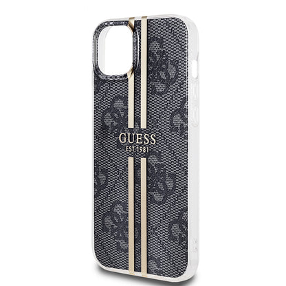 Θήκη για Apple iPhone 15 Plus, Guess, IML 4G Gold Stripe, Μαύρη