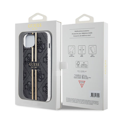 Θήκη για Apple iPhone 15 Plus, Guess, IML 4G Gold Stripe, Μαύρη