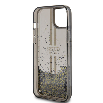 Θήκη για Apple iPhone 15 Plus, Guess, Liquid Glitter Gold Stripes, Μαύρη