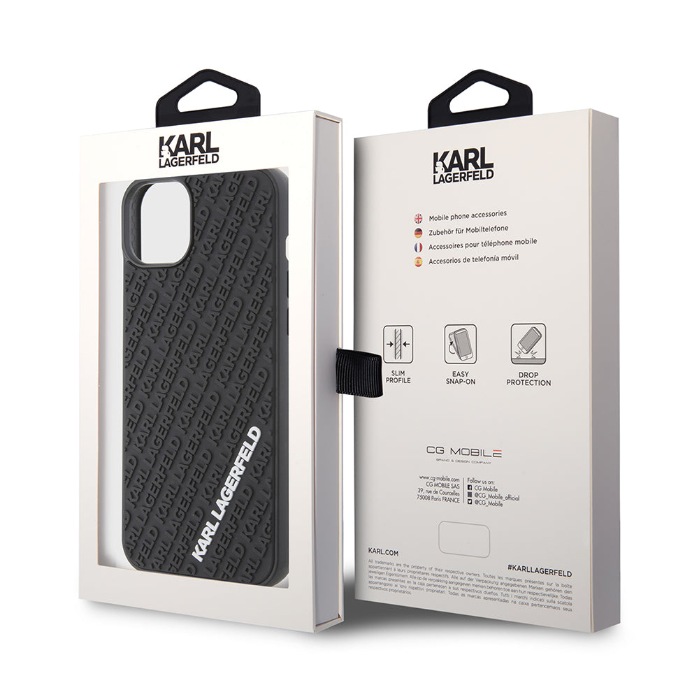 Θήκη για Apple iPhone 15 Plus, Karl Lagerfeld, 3D Rubber Multi Logo, Μαύρη