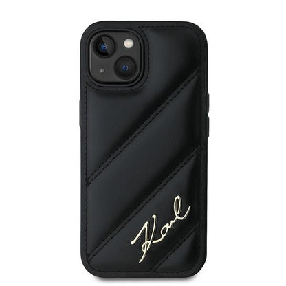Θήκη για Apple iPhone 15 Plus, Karl Lagerfeld, Diagonal Quilted Script, Μαύρη