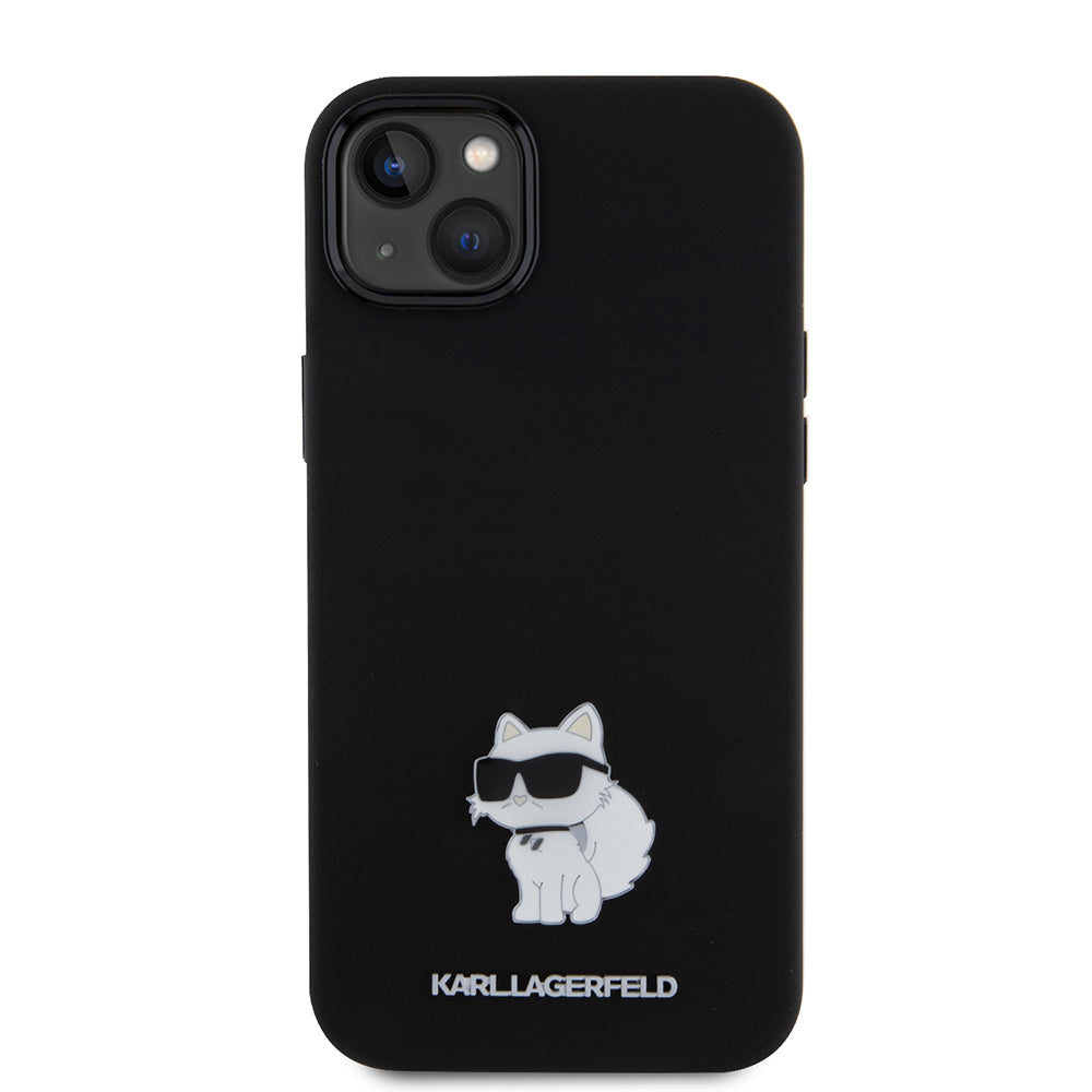 Θήκη για Apple iPhone 15 Plus, Karl Lagerfeld, Silicone Choupette Metal, Μαύρη