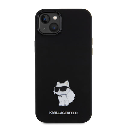 Θήκη για Apple iPhone 15 Plus, Karl Lagerfeld, Silicone Choupette Metal, Μαύρη