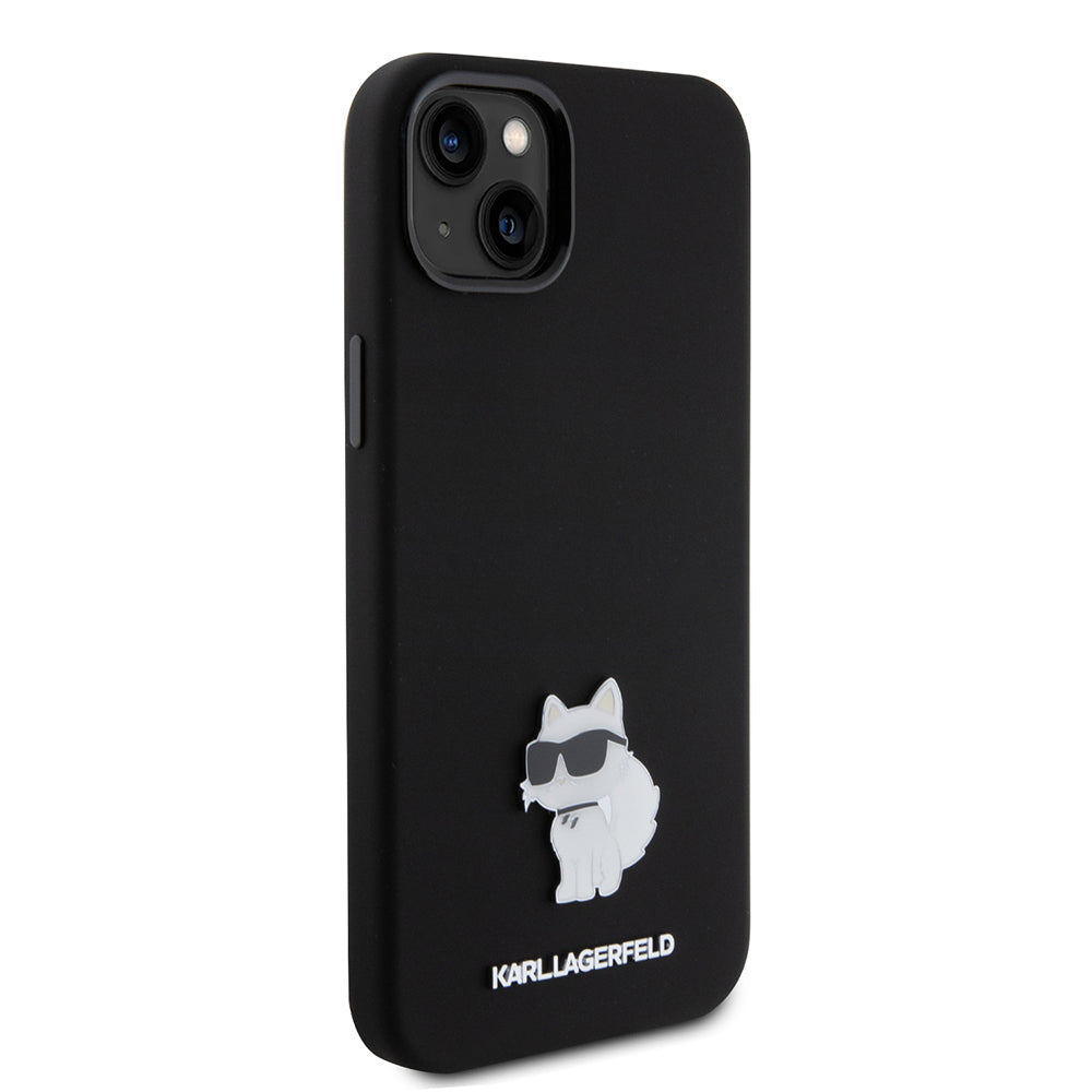 Θήκη για Apple iPhone 15 Plus, Karl Lagerfeld, Silicone Choupette Metal, Μαύρη