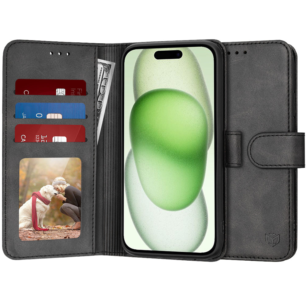 Case for Apple iPhone 15 Plus, Techsuit, Diary Book, Black