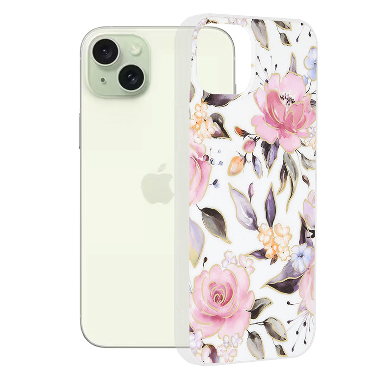 Θήκη για Apple iPhone 15 Plus, Techsuit, Marble, Λευκό