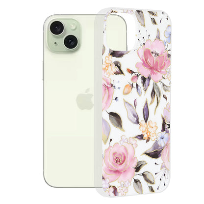 Θήκη για Apple iPhone 15 Plus, Techsuit, Marble, Λευκό