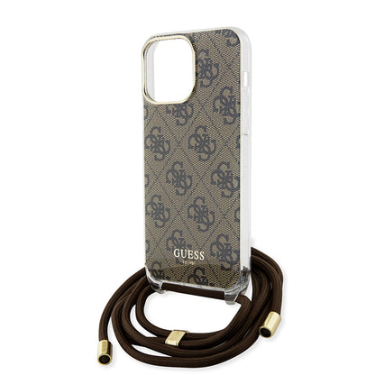 Θήκη για Apple iPhone 15 Pro, Guess, Crossbody Cord 4G Print, Καφέ