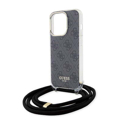 Θήκη για Apple iPhone 15 Pro, Guess, Crossbody Cord 4G Print, Μαύρη