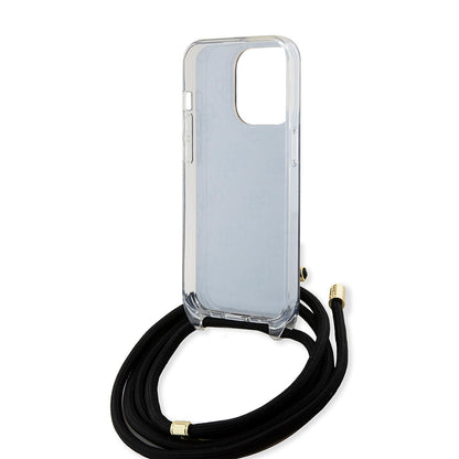 Θήκη για Apple iPhone 15 Pro, Guess, Crossbody Cord 4G Print, Μαύρη