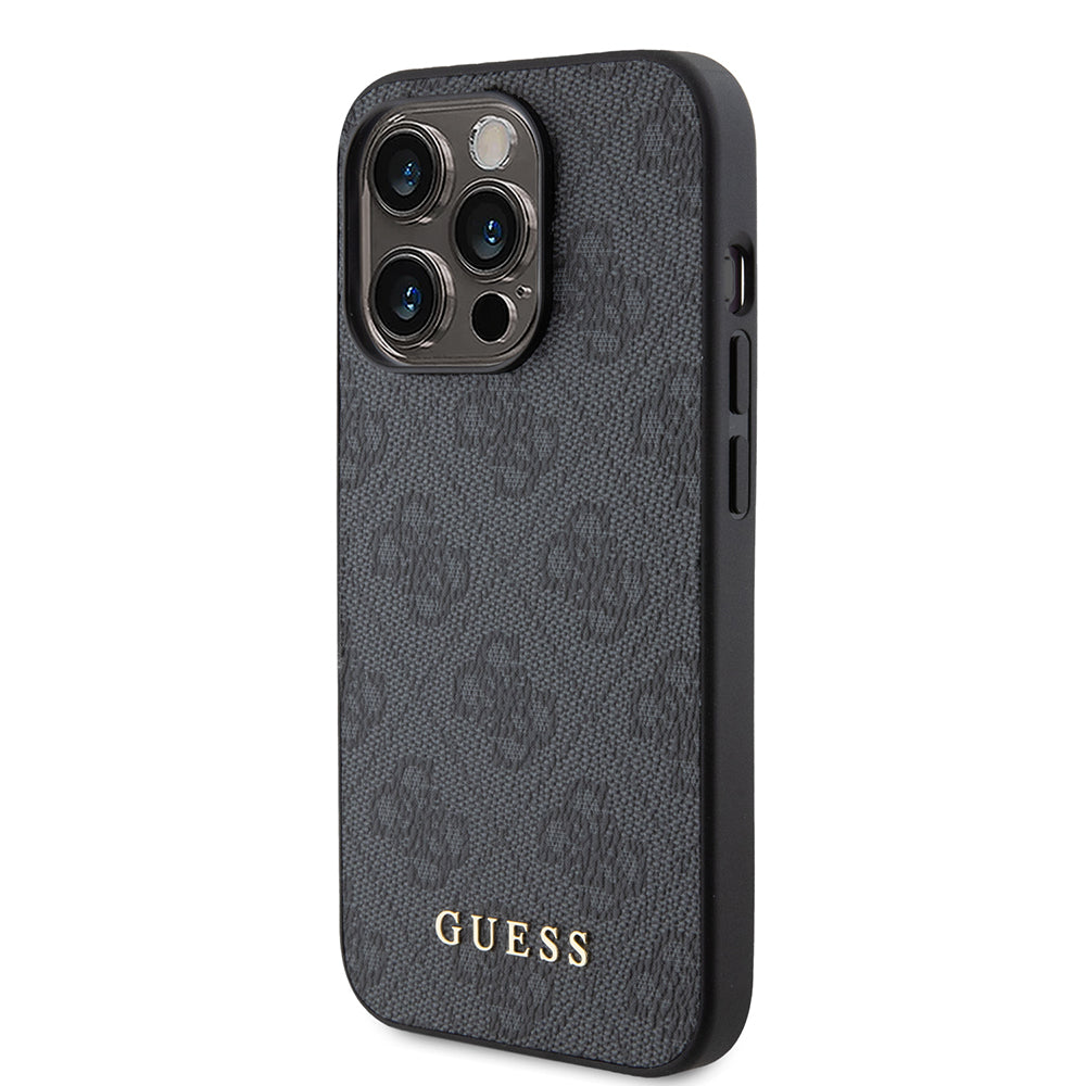 Θήκη για Apple iPhone 15 Pro, Guess, 4G Metal Gold Logo, Γκρι