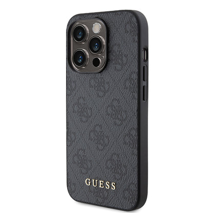 Θήκη για Apple iPhone 15 Pro, Guess, 4G Metal Gold Logo, Γκρι