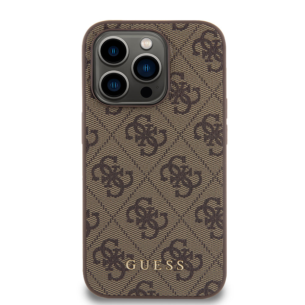 Θήκη για Apple iPhone 15 Pro, Guess, 4G Metal Gold Logo, Καφέ