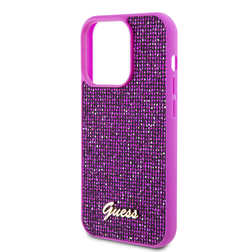 Θήκη για Apple iPhone 15 Pro, Guess, Disco Metal Script, Φούξια