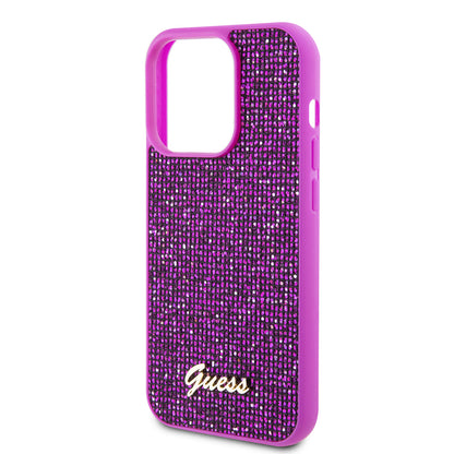 Θήκη για Apple iPhone 15 Pro, Guess, Disco Metal Script, Φούξια