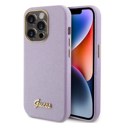 Case for Apple iPhone 15 Pro, Guess, Glitter Glossy Script, Light Purple