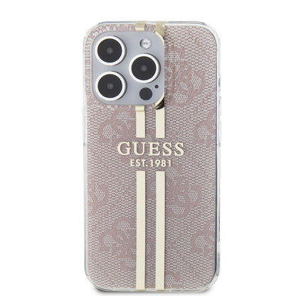 Θήκη για Apple iPhone 15 Pro, Guess, IML 4G Gold Stripe, Ροζ