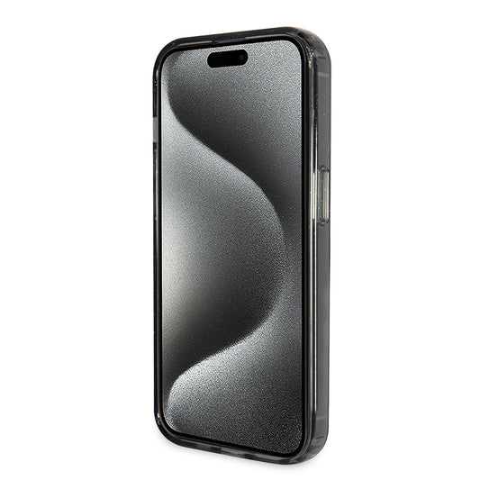 Θήκη MagSafe για Apple iPhone 15 Pro, Guess, IML Ring Stand Glitter, Μαύρη