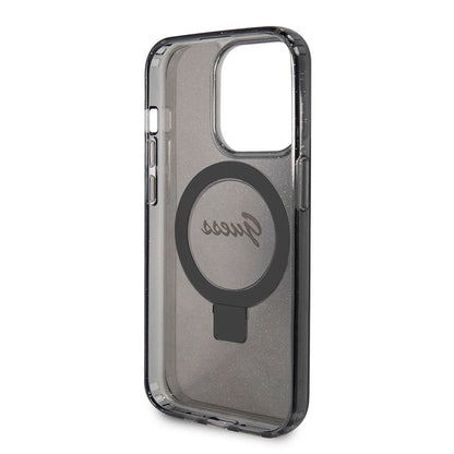 Θήκη MagSafe για Apple iPhone 15 Pro, Guess, IML Ring Stand Glitter, Μαύρη