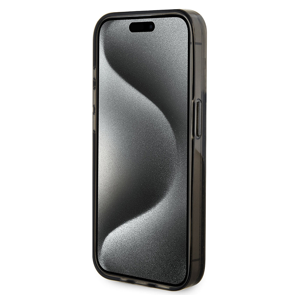 Θήκη για Apple iPhone 15 Pro, Guess, Liquid Glitter Gold Stripe, Μαύρη