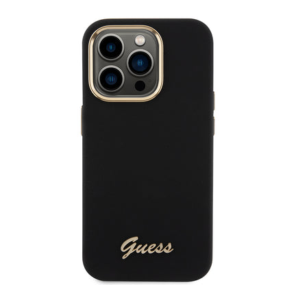 Case for Apple iPhone 15 Pro, Guess, Script Metal Logo & Frame, Black