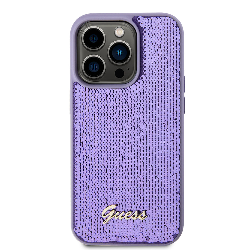 Θήκη για Apple iPhone 15 Pro, Guess, Sequin Script Metal, Μωβ