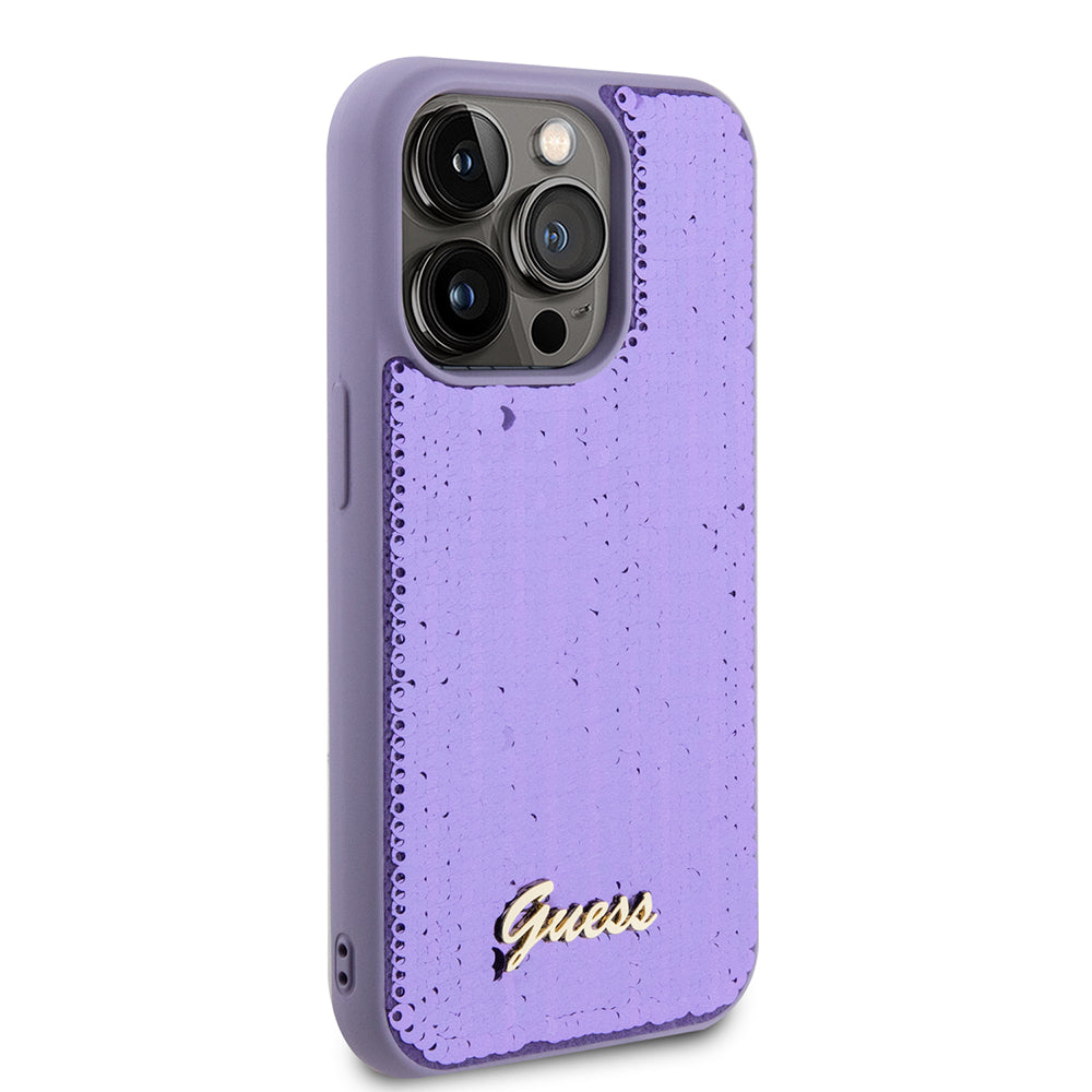 Θήκη για Apple iPhone 15 Pro, Guess, Sequin Script Metal, Μωβ