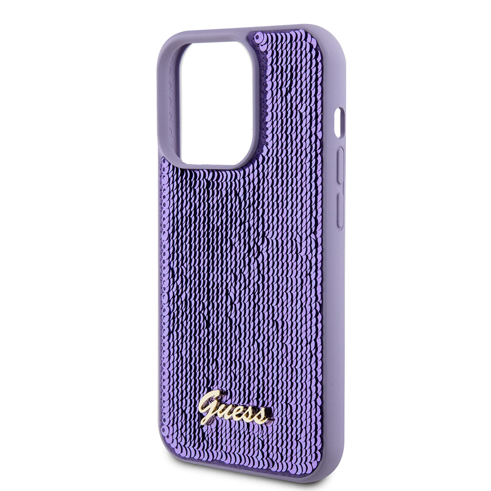 Θήκη για Apple iPhone 15 Pro, Guess, Sequin Script Metal, Μωβ