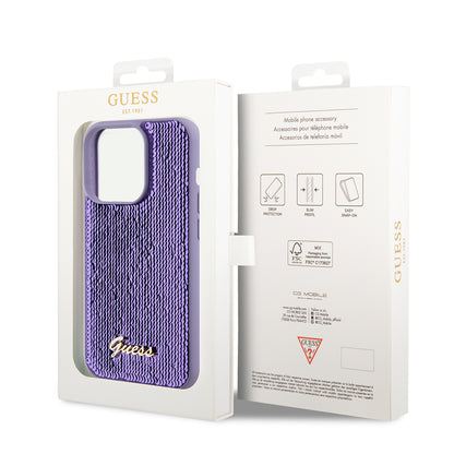 Θήκη για Apple iPhone 15 Pro, Guess, Sequin Script Metal, Μωβ
