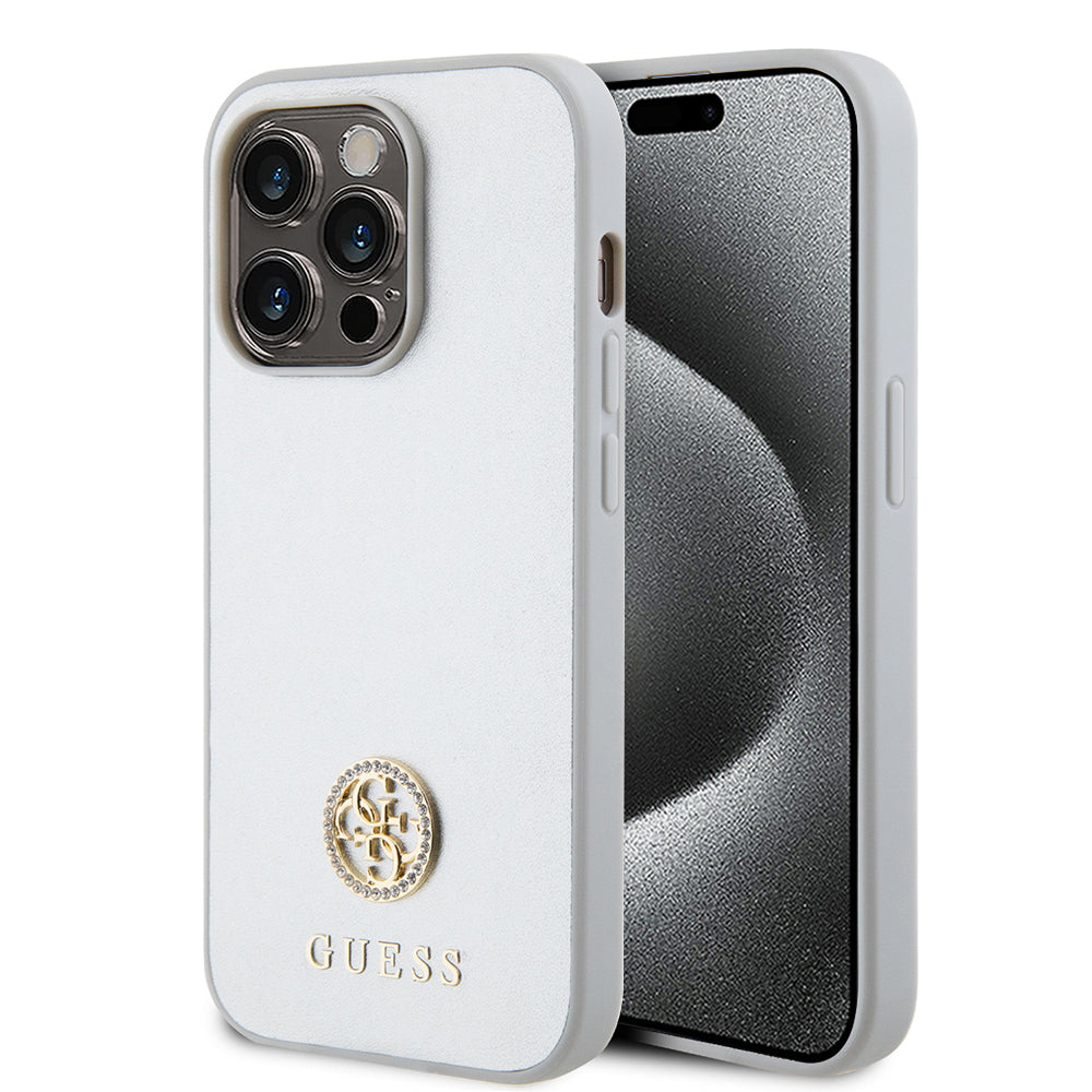 Θήκη για Apple iPhone 15 Pro, Guess, Strass Metal Logo, Ασημί