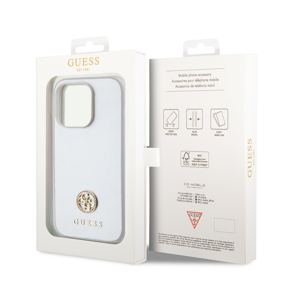Θήκη για Apple iPhone 15 Pro, Guess, Strass Metal Logo, Ασημί