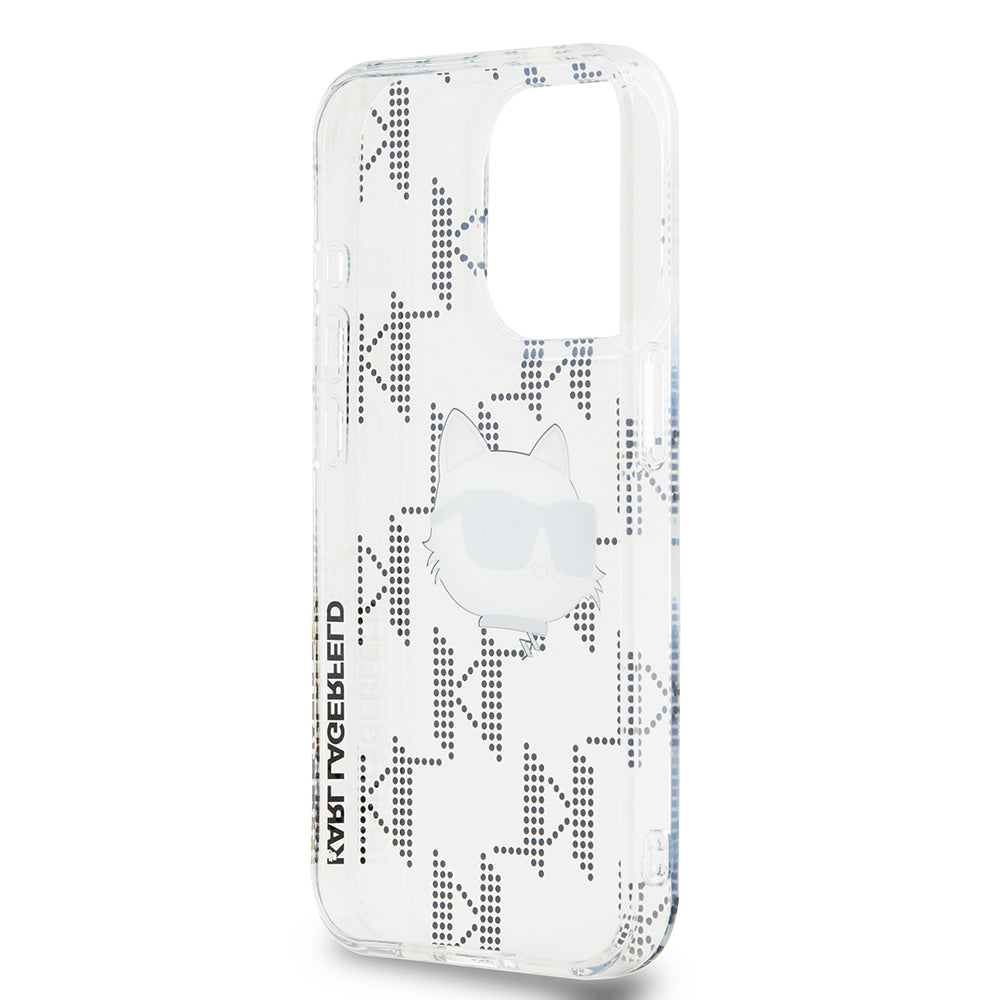 Case for Apple iPhone 15 Pro, Karl Lagerfeld, IML Electroplated Choupette Head, Transparent