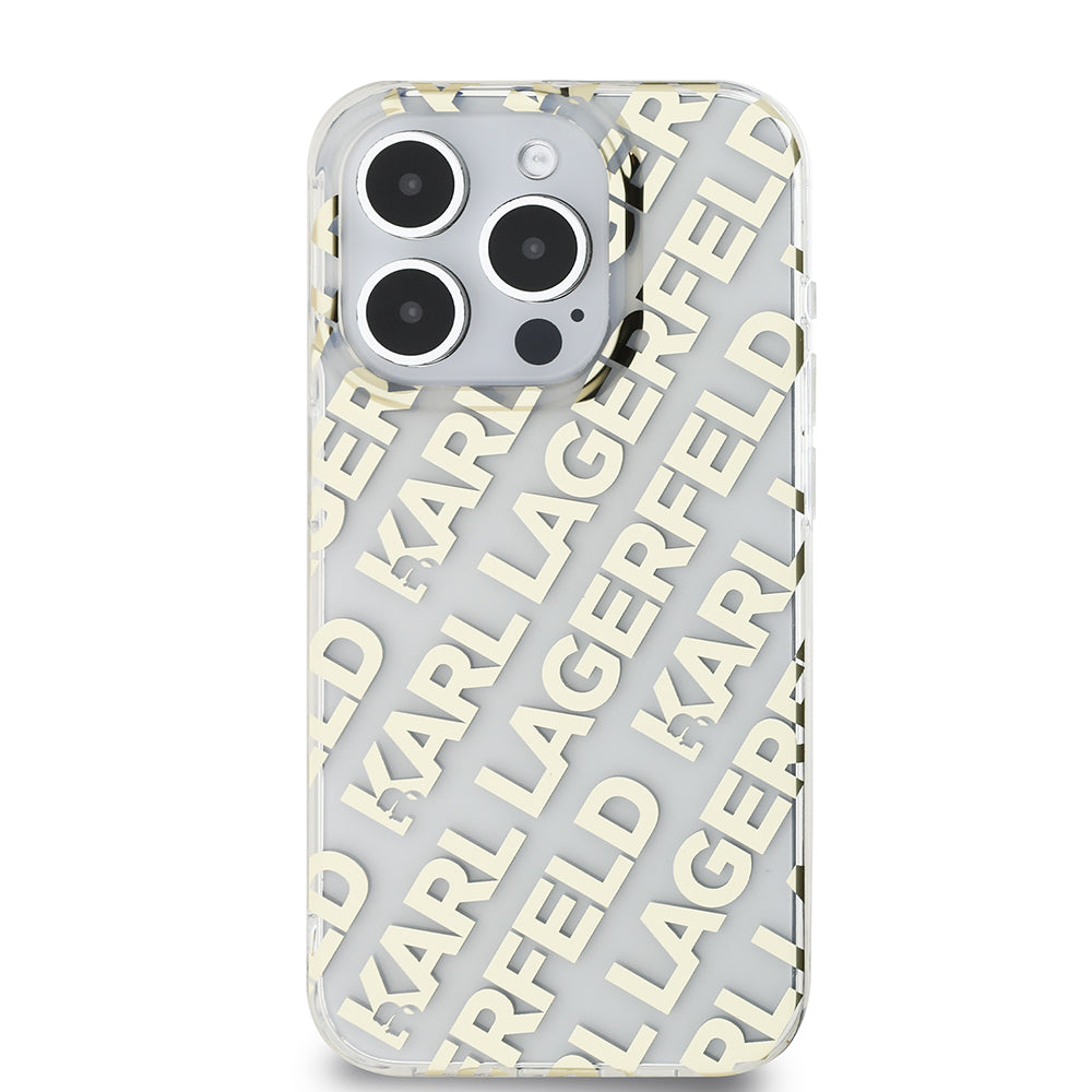 Θήκη για Apple iPhone 15 Pro, Karl Lagerfeld, IML Luxury Monogram KL Pattern with Strap, Μαύρη