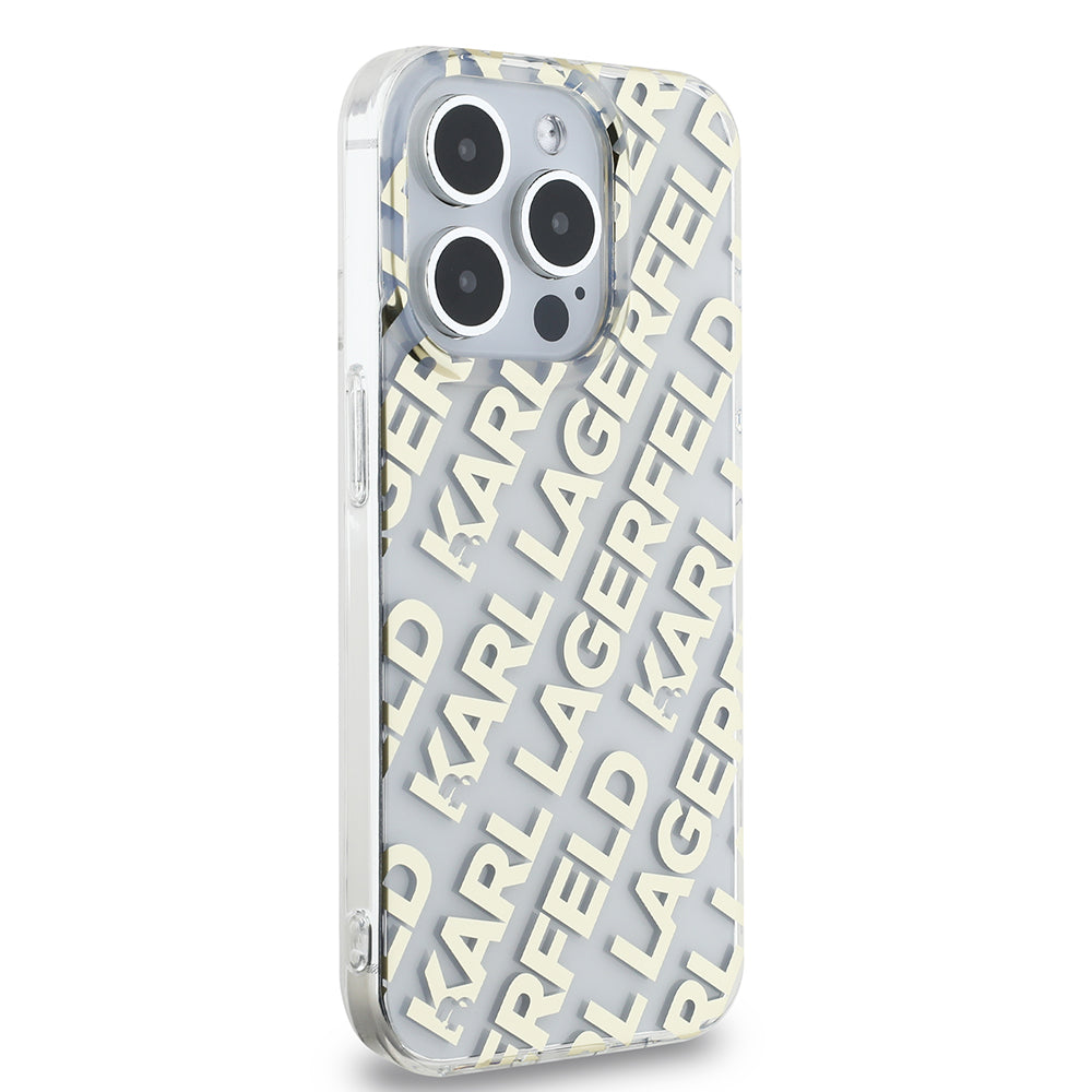 Θήκη για Apple iPhone 15 Pro, Karl Lagerfeld, IML Luxury Monogram KL Pattern with Strap, Μαύρη