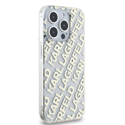 Θήκη για Apple iPhone 15 Pro, Karl Lagerfeld, IML Luxury Monogram KL Pattern with Strap, Μαύρη