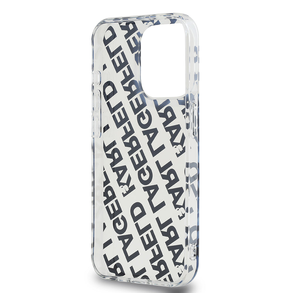 Θήκη για Apple iPhone 15 Pro, Karl Lagerfeld, IML Luxury Monogram KL Pattern with Strap, Μαύρη