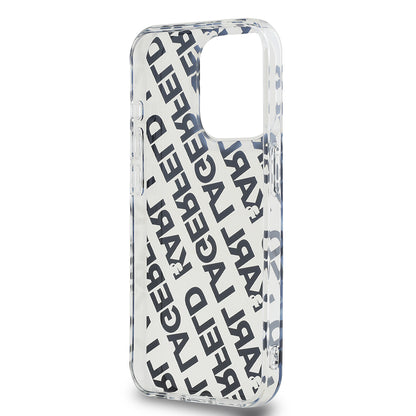 Θήκη για Apple iPhone 15 Pro, Karl Lagerfeld, IML Luxury Monogram KL Pattern with Strap, Μαύρη