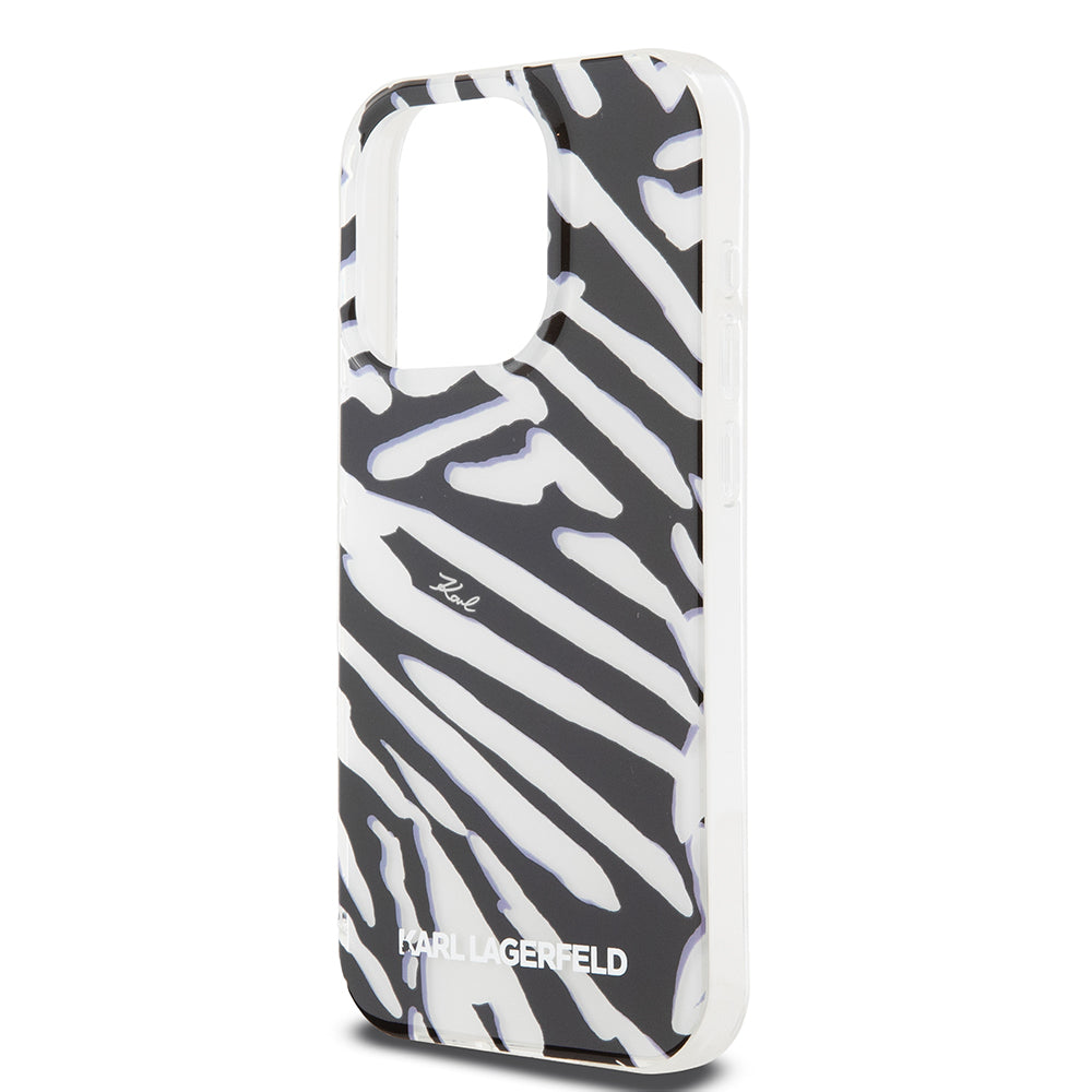 Θήκη για Apple iPhone 15 Pro, Karl Lagerfeld, IML Luxury Zebra Pattern with Strap, Μαύρη