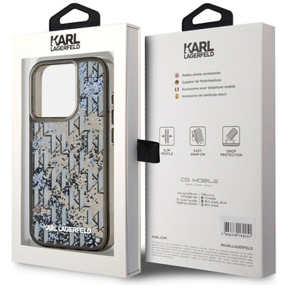 Θήκη για Apple iPhone 15 Pro, Karl Lagerfeld, Liquid Glitter Monogram, Μαύρη