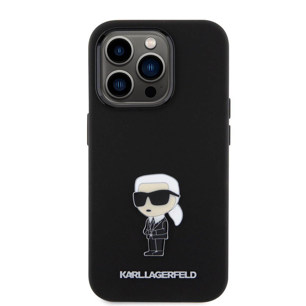 Θήκη για Apple iPhone 15 Pro, Karl Lagerfeld, Silicone Metal Ikonik, Μαύρη