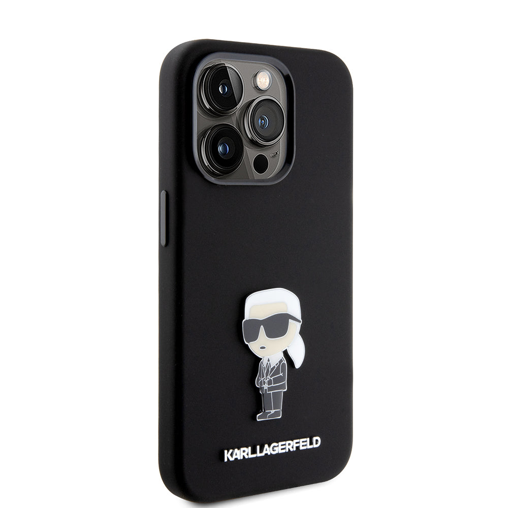 Θήκη για Apple iPhone 15 Pro, Karl Lagerfeld, Silicone Metal Ikonik, Μαύρη