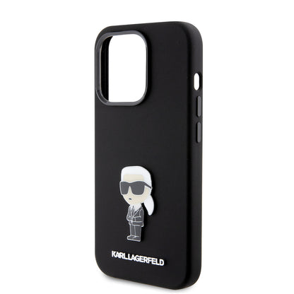 Θήκη για Apple iPhone 15 Pro, Karl Lagerfeld, Silicone Metal Ikonik, Μαύρη