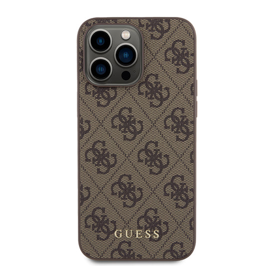 Θήκη για Apple iPhone 15 Pro Max, Guess, 4G Metal Gold Logo, Καφέ