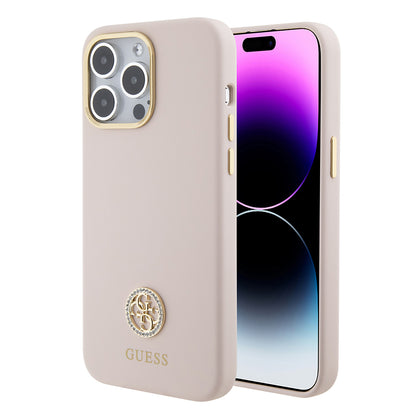 Θήκη για Apple iPhone 15 Pro Max, Guess, 4G Strass Metal Logo, Ροζ