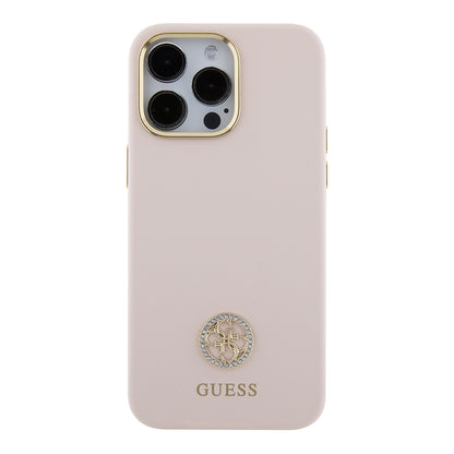 Θήκη για Apple iPhone 15 Pro Max, Guess, 4G Strass Metal Logo, Ροζ