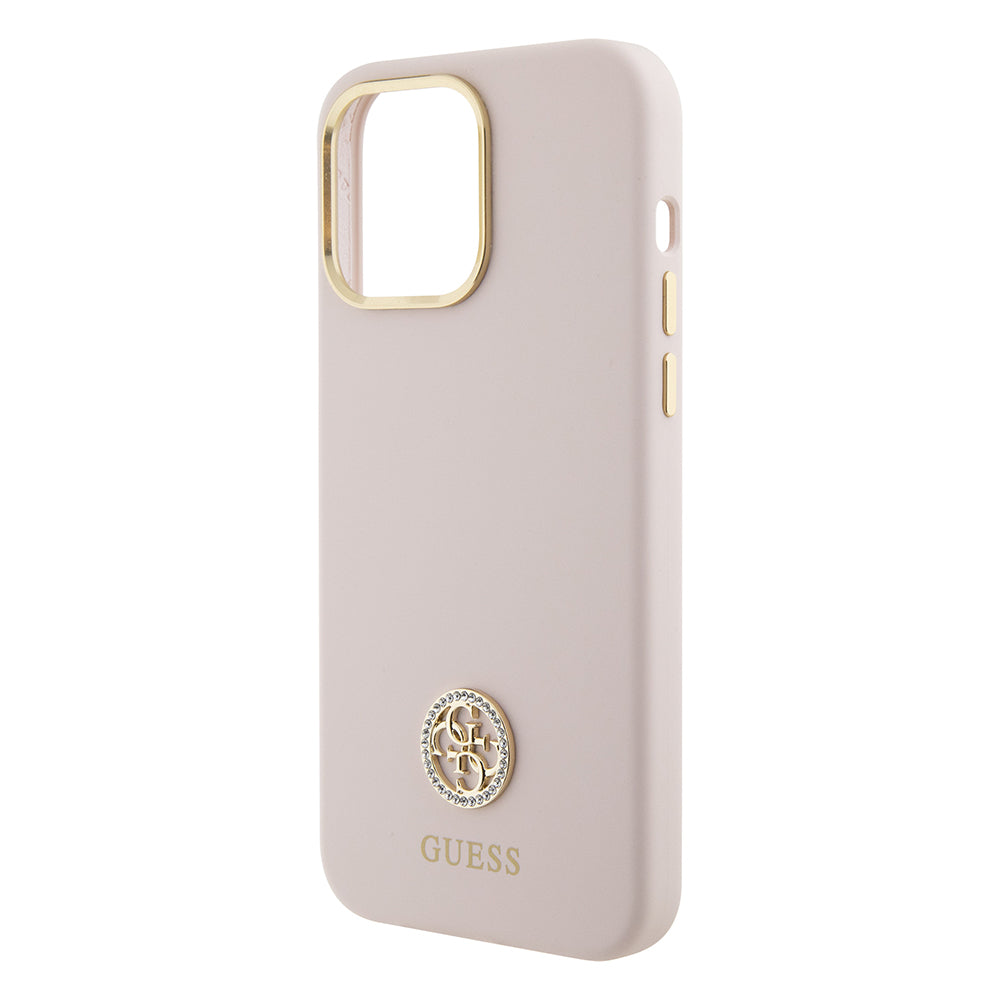 Θήκη για Apple iPhone 15 Pro Max, Guess, 4G Strass Metal Logo, Ροζ