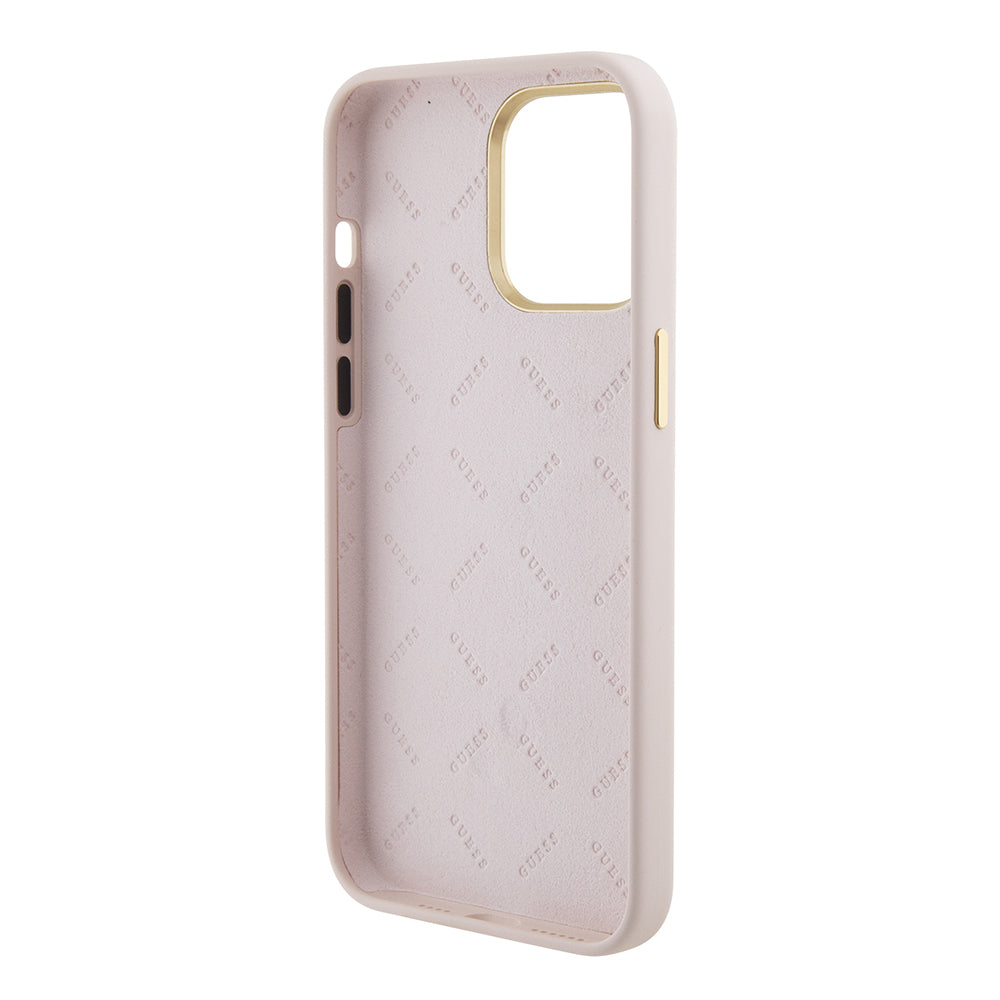 Θήκη για Apple iPhone 15 Pro Max, Guess, 4G Strass Metal Logo, Ροζ